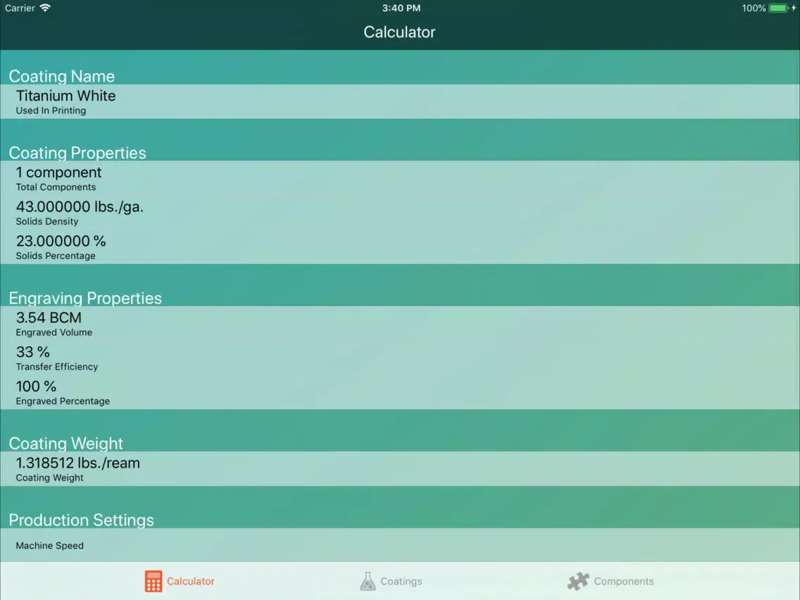 Zrzuty ekranu Coating Weight Calculator iPad 