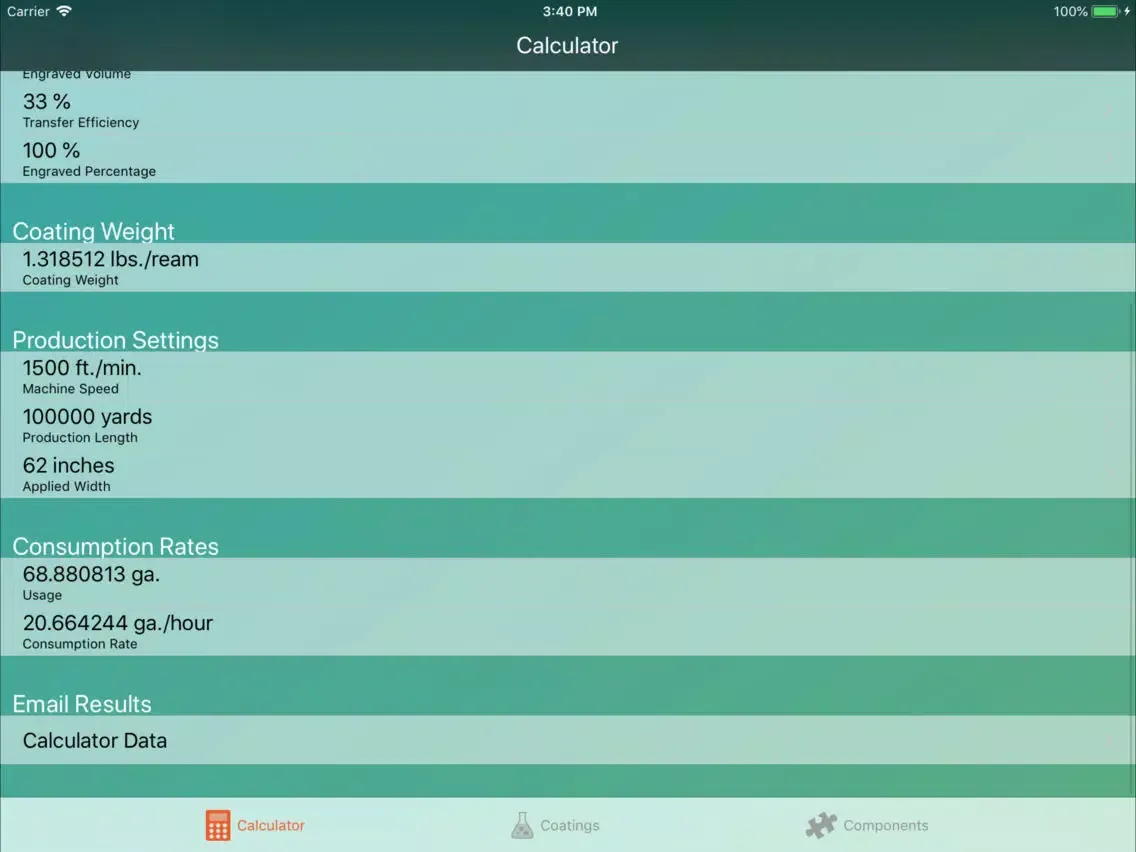 Zrzuty ekranu Coating Weight Calculator iPad 
