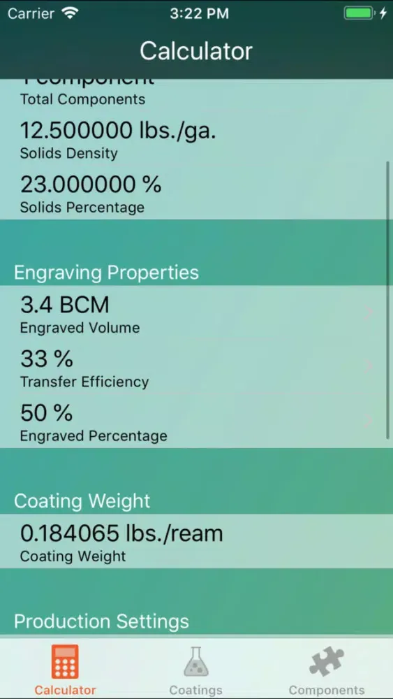 Zrzuty ekranu Coating Weight Calculator