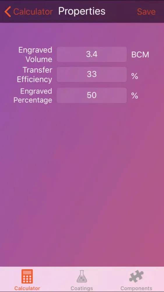 Zrzuty ekranu Coating Weight Calculator