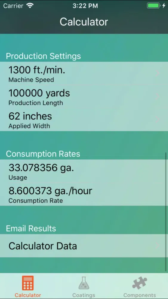 Zrzuty ekranu Coating Weight Calculator