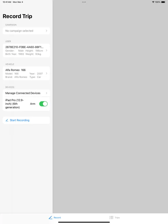 ACSP Logger iPad  Screenshots