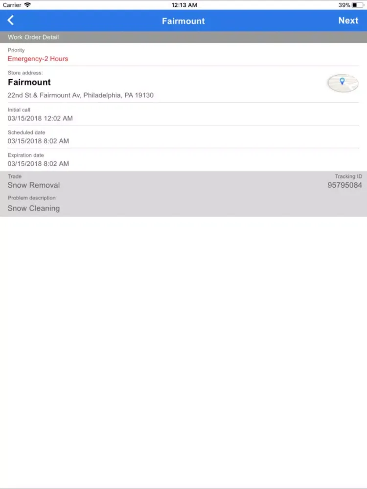 ภาพหน้าจอของ Brightview Field Tech Connect iPad 