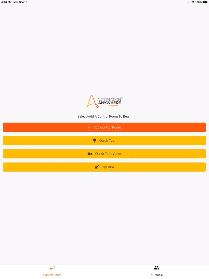 Tangkapan skrin Automation Anywhere Mobile iPad 