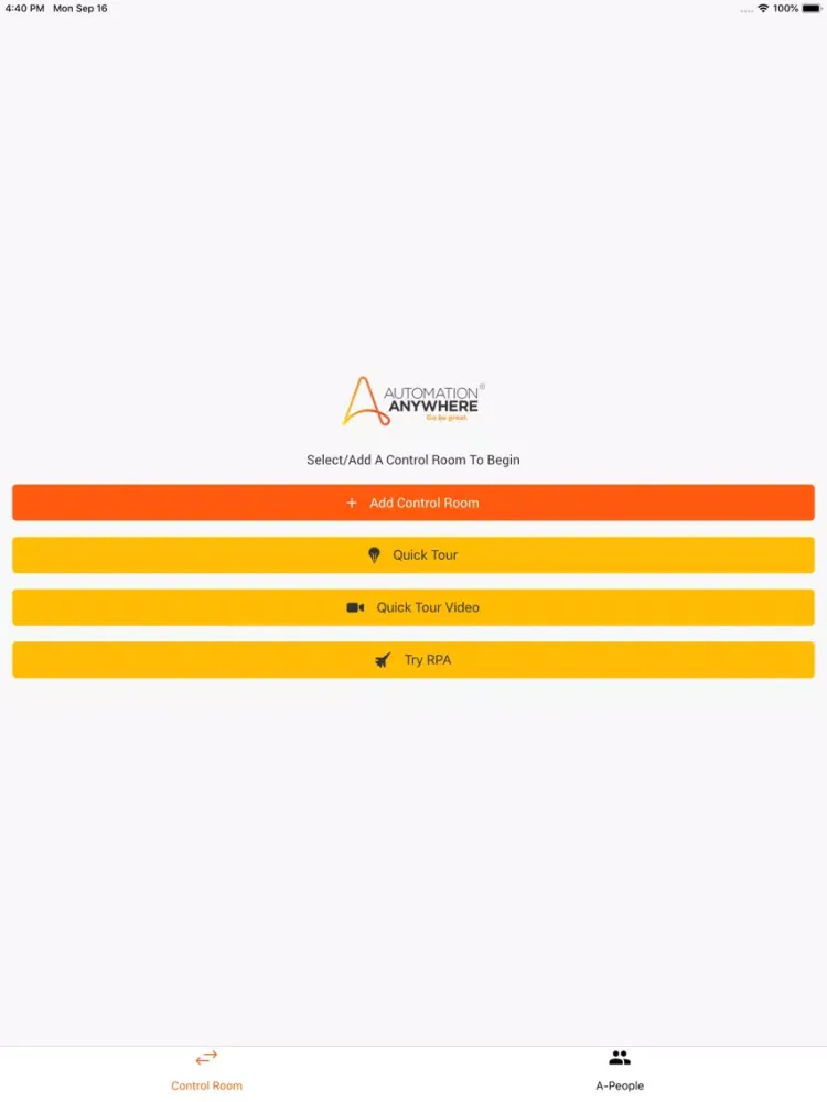 Capturas de tela do Automation Anywhere Mobile iPad 