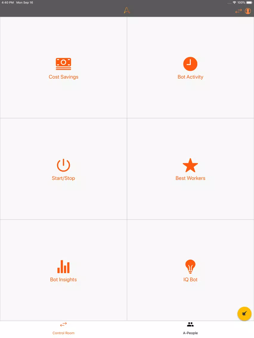 Tangkapan skrin Automation Anywhere Mobile iPad 