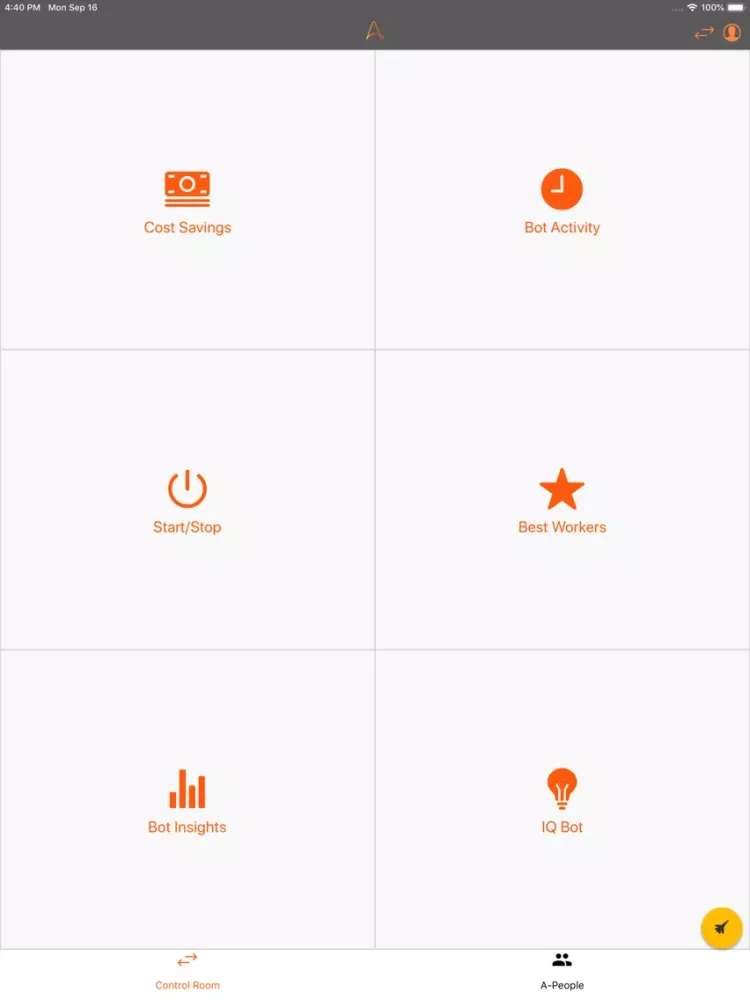 Capturas de tela do Automation Anywhere Mobile iPad 