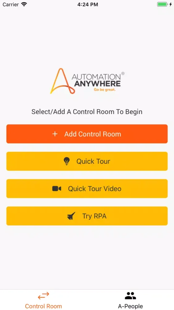 Capturas de tela do Automation Anywhere Mobile