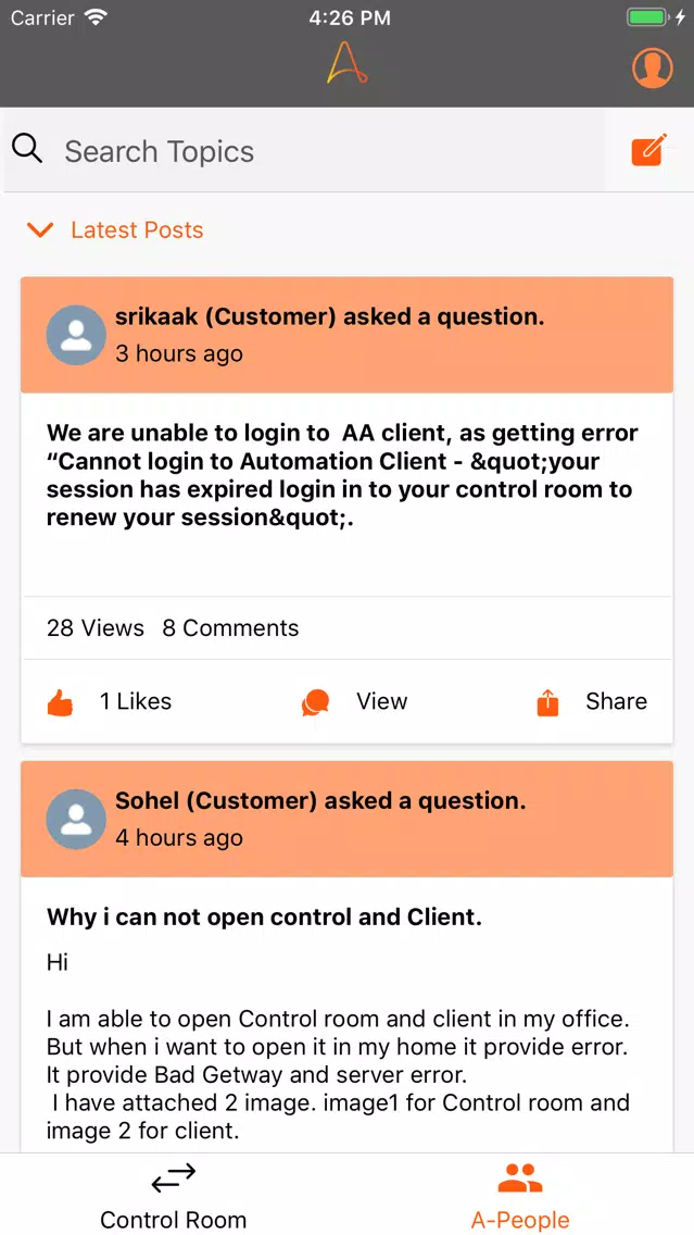 Tangkapan skrin Automation Anywhere Mobile