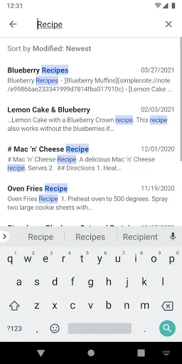 Capturas de pantalla de Simplenote