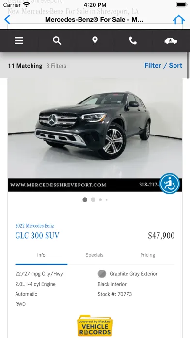 Capturas de tela do Mercedes-Benz of Shreveport