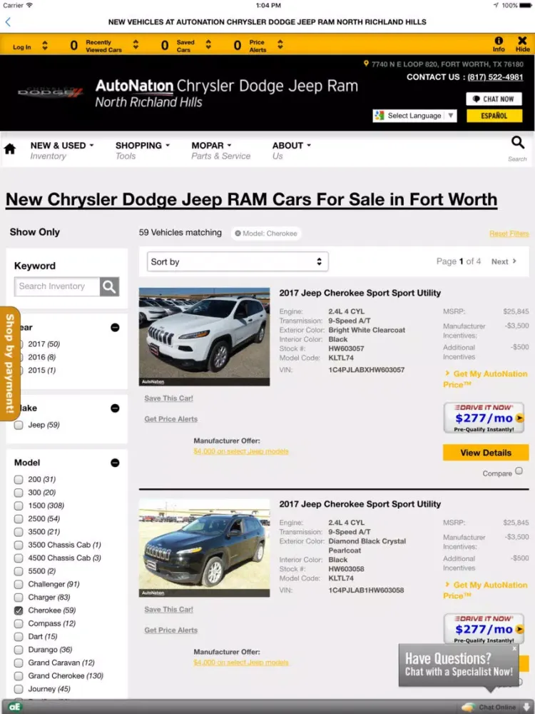 AutoNation CDJR Richland Hills iPad  سکرین شاٹس