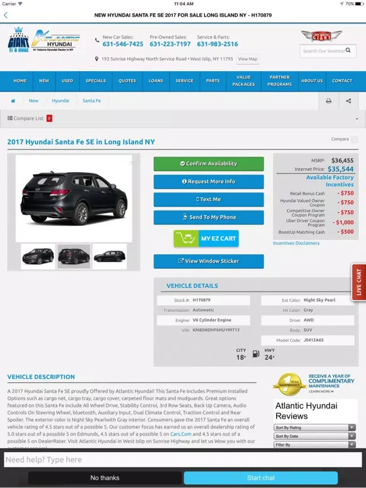 Atlantic Hyundai Dealer App iPad  Screenshots
