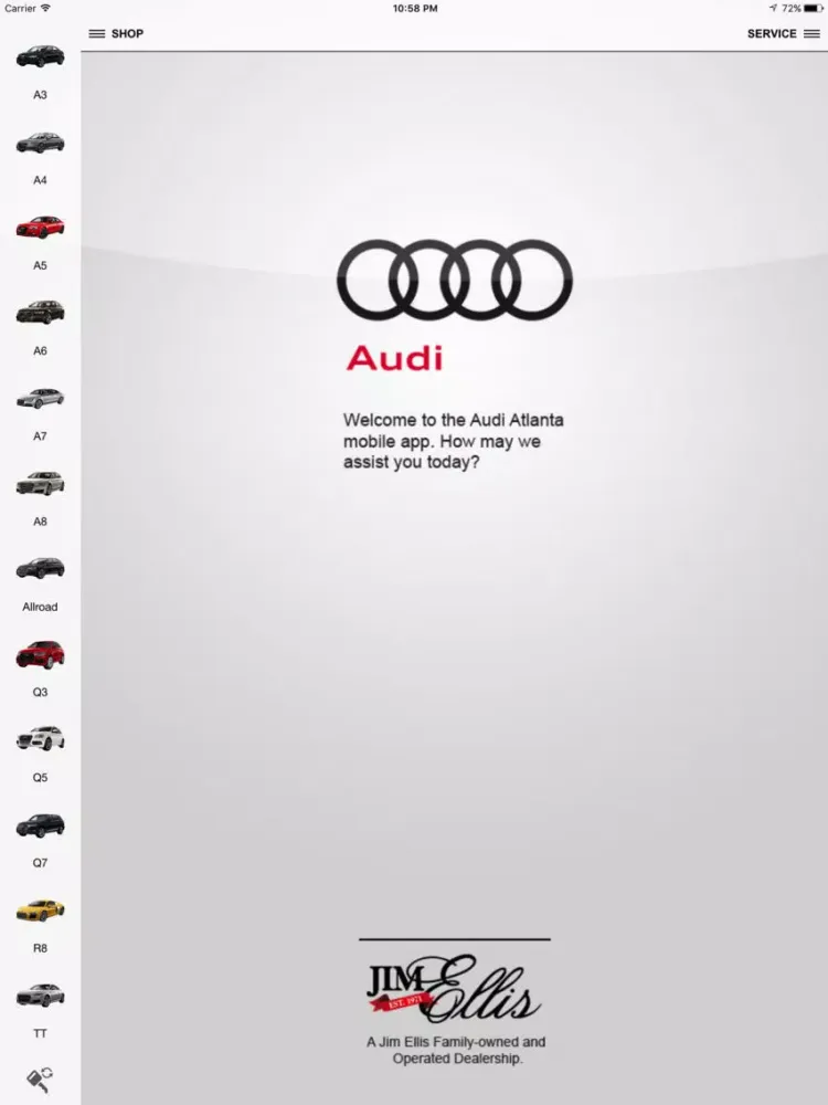 Capturas de tela do Audi Atlanta iPad 