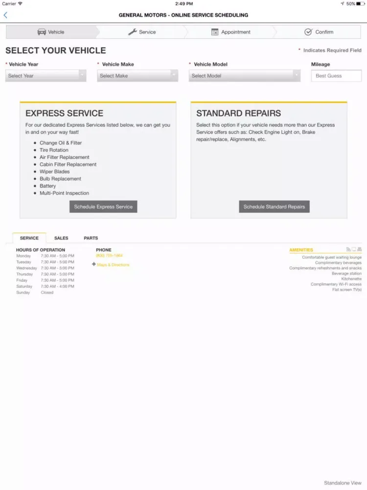 Tangkapan layar Chevrolet of Huntington Dealer App iPad 