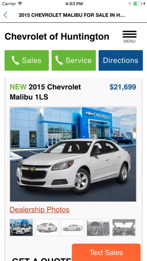 Tangkapan layar Chevrolet of Huntington Dealer App