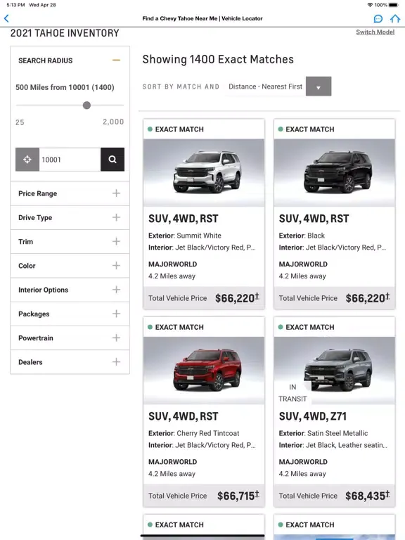 Capturas de pantalla de Chevrolet Tahoe iPad 