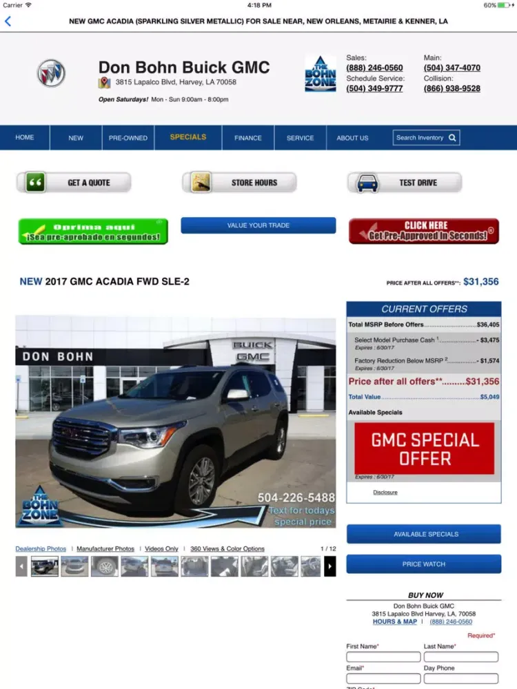 ภาพหน้าจอของ Bohn Buick GMC iPad 