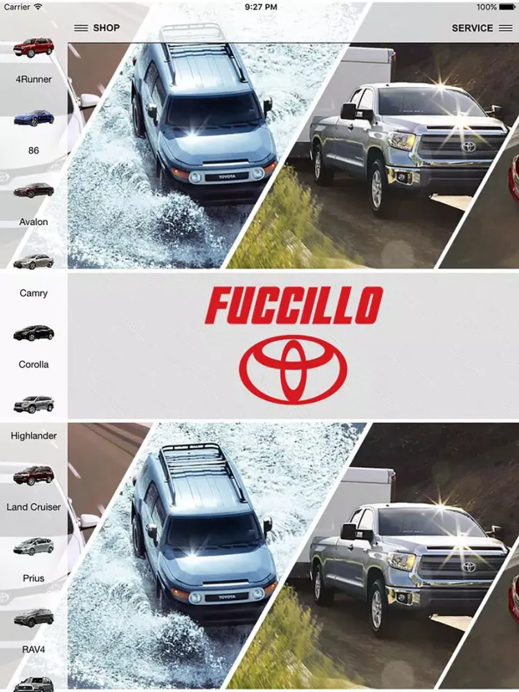 Tangkapan skrin Fuccillo Toyota Dealer App iPad 