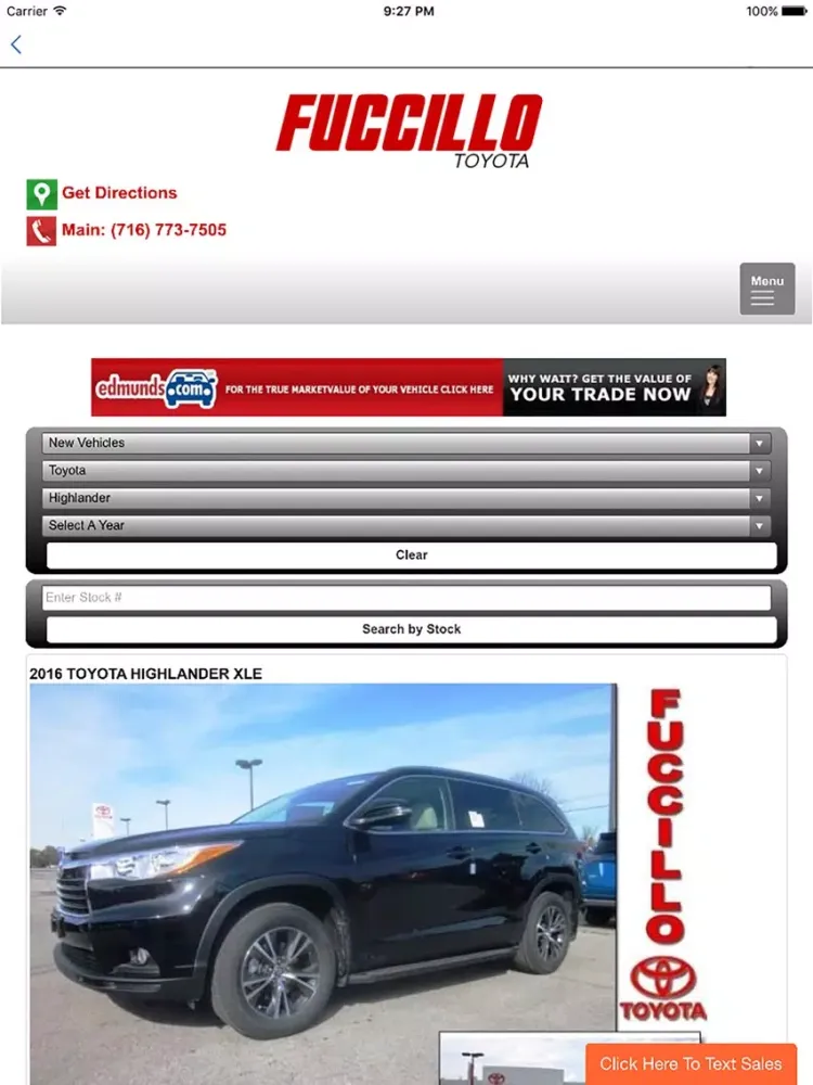 Tangkapan skrin Fuccillo Toyota Dealer App iPad 