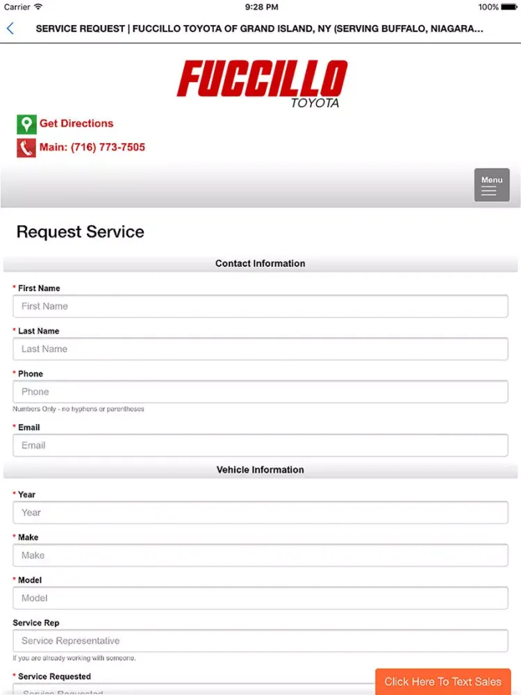 Tangkapan skrin Fuccillo Toyota Dealer App iPad 