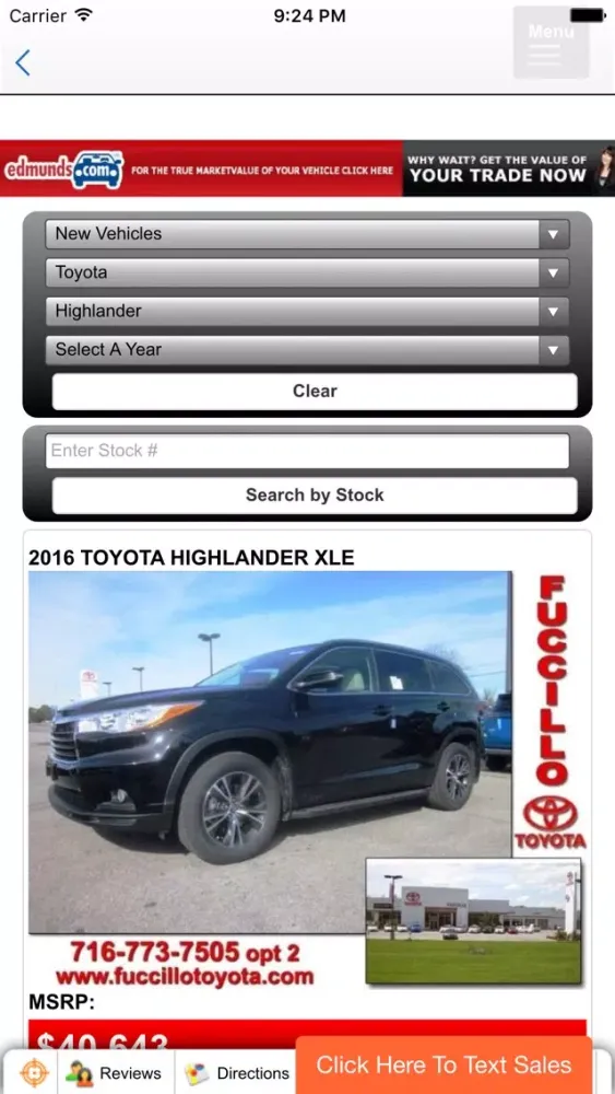 Tangkapan skrin Fuccillo Toyota Dealer App