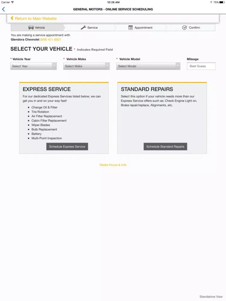 Glendora Chevrolet iPad Screenshots