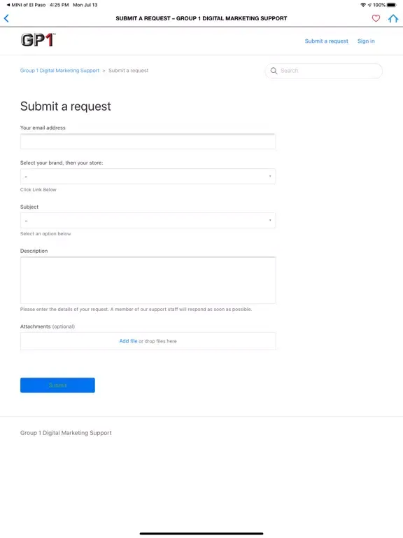 Group 1 Digital Support iPad  Screenshots