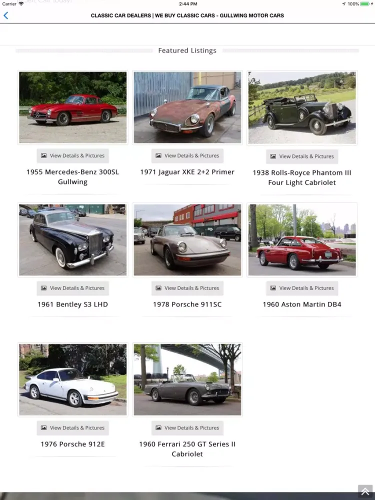 Gullwing Motor Cars iPad  Screenshots
