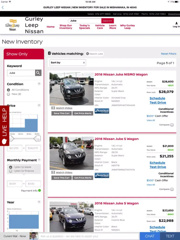Gurley Leep Nissan iPad  Screenshots