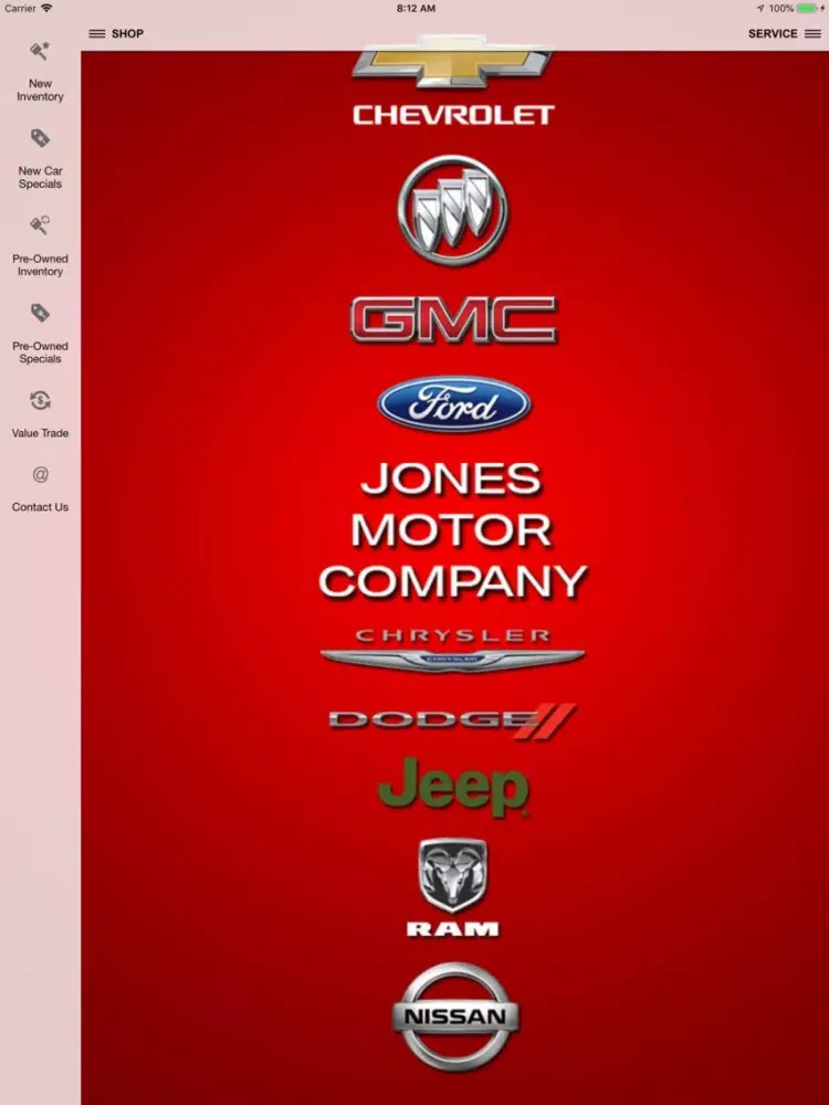 Jones Motor Company Dealer App iPad 应用截图