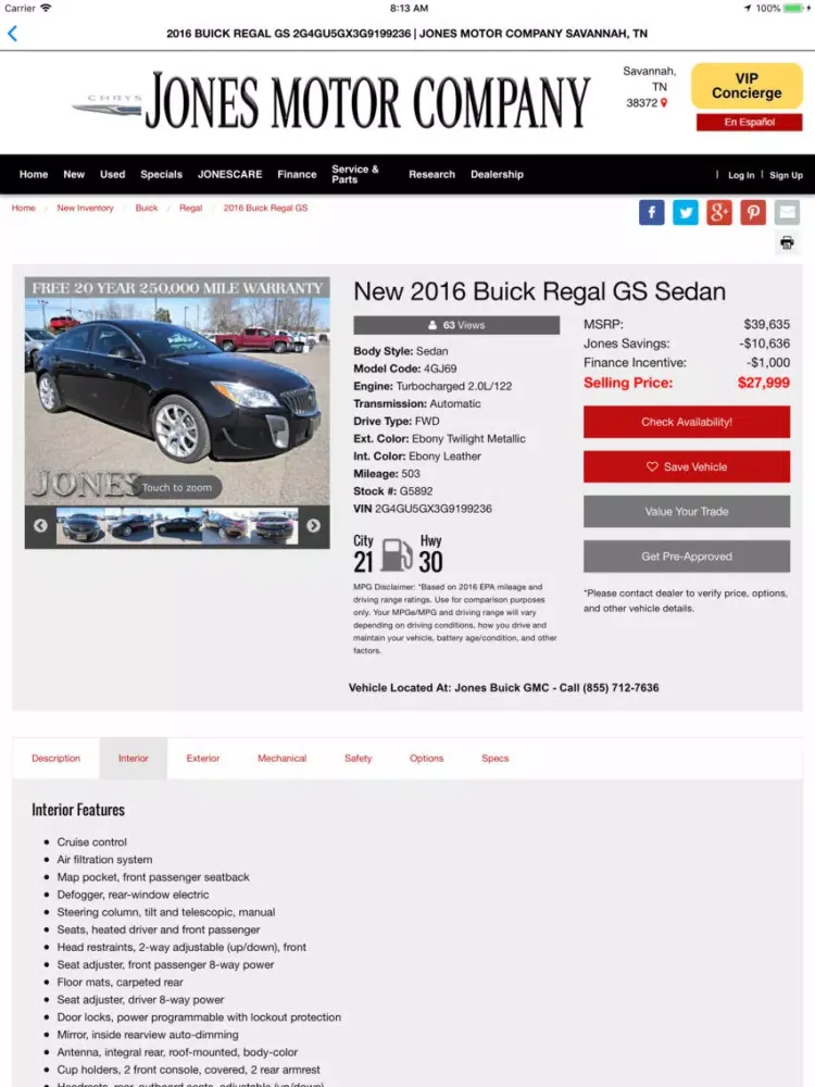 Jones Motor Company Dealer App iPad 应用截图