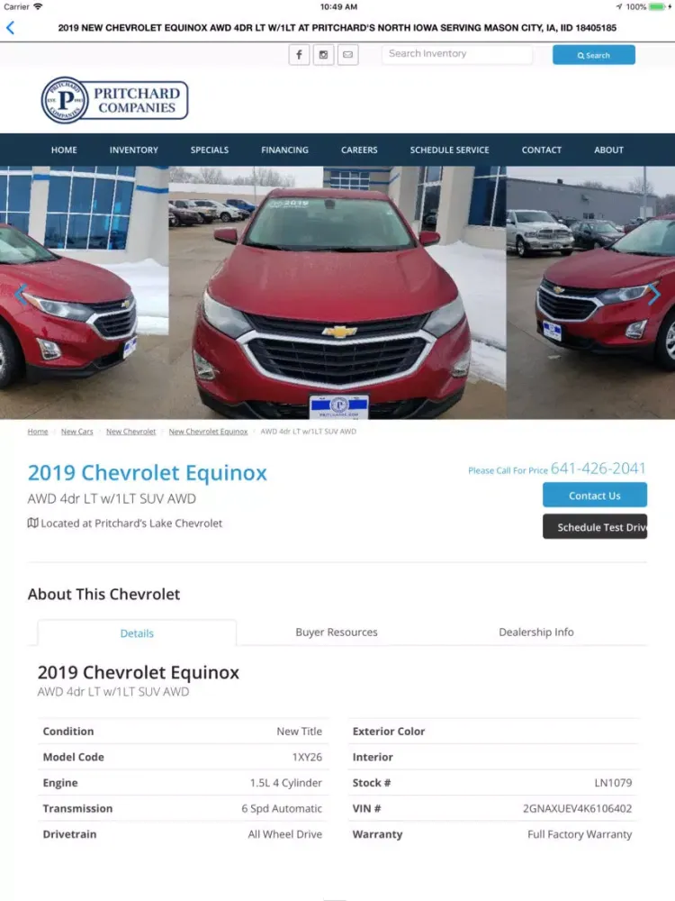 Pritchard's Lake Chevrolet iPad  سکرین شاٹس