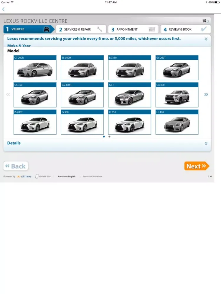 Tangkapan layar Lexus of Rockville Centre Dealer App iPad 