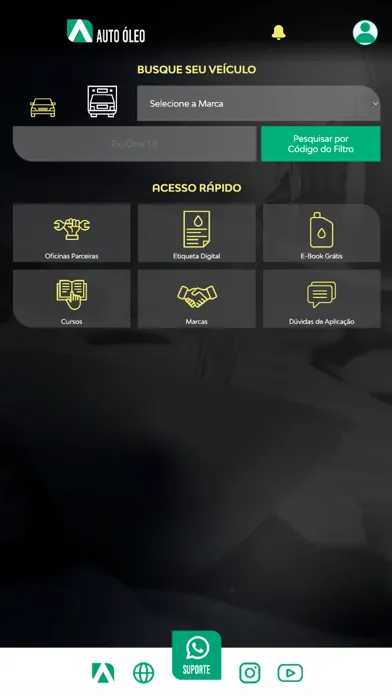 Capturas de tela do Auto Óleo App