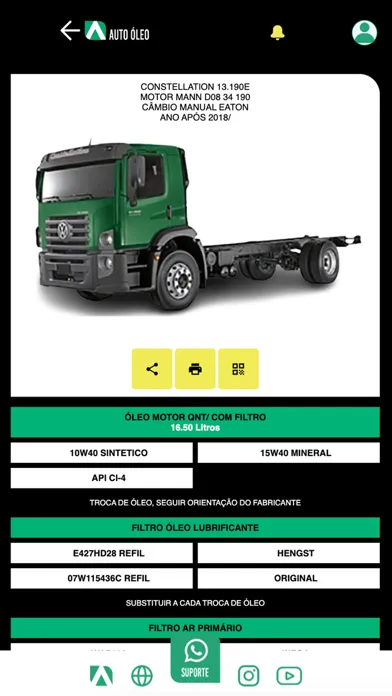 Capturas de tela do Auto Óleo App