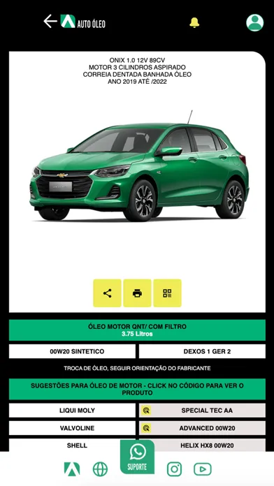 Capturas de tela do Auto Óleo App