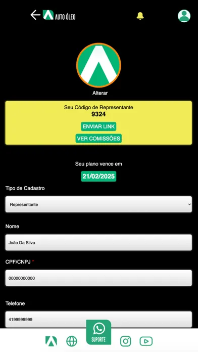 Capturas de tela do Auto Óleo App