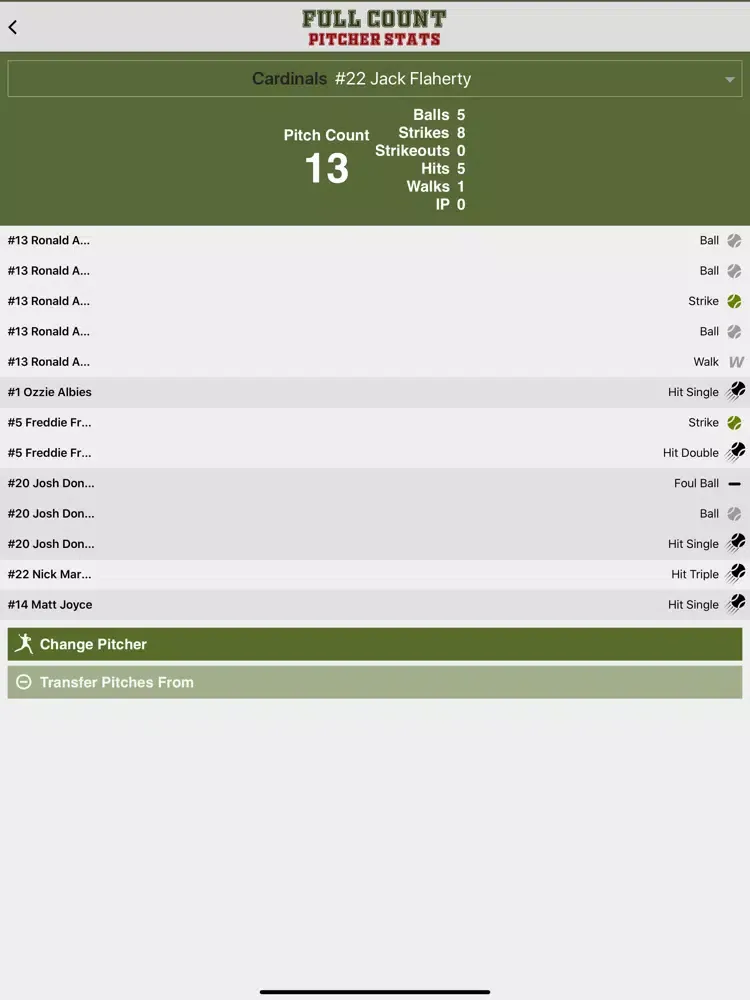Full Count Baseball Scoring iPad  سکرین شاٹس