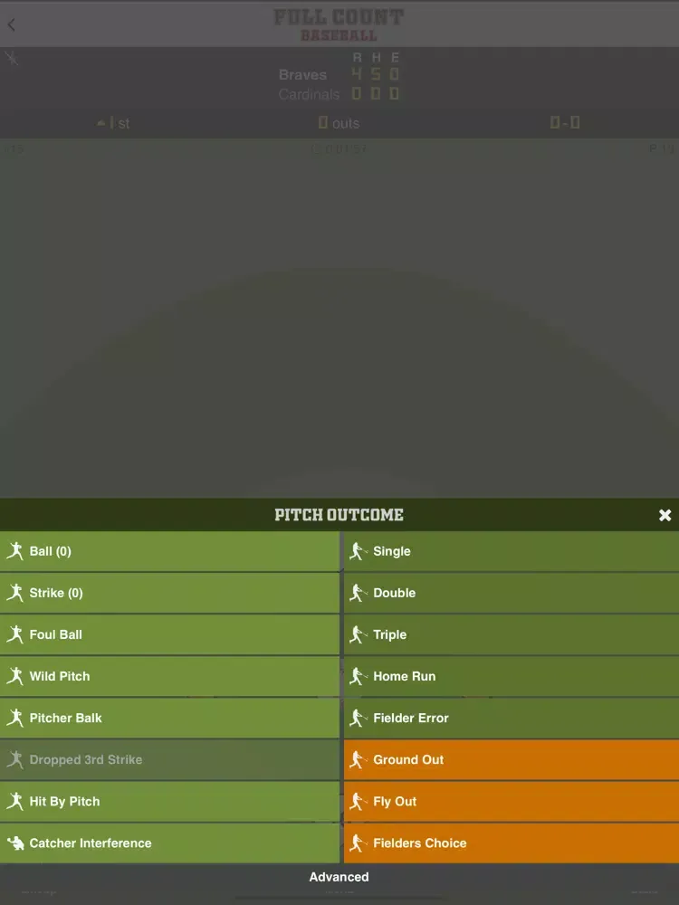 Full Count Baseball Scoring iPad  سکرین شاٹس