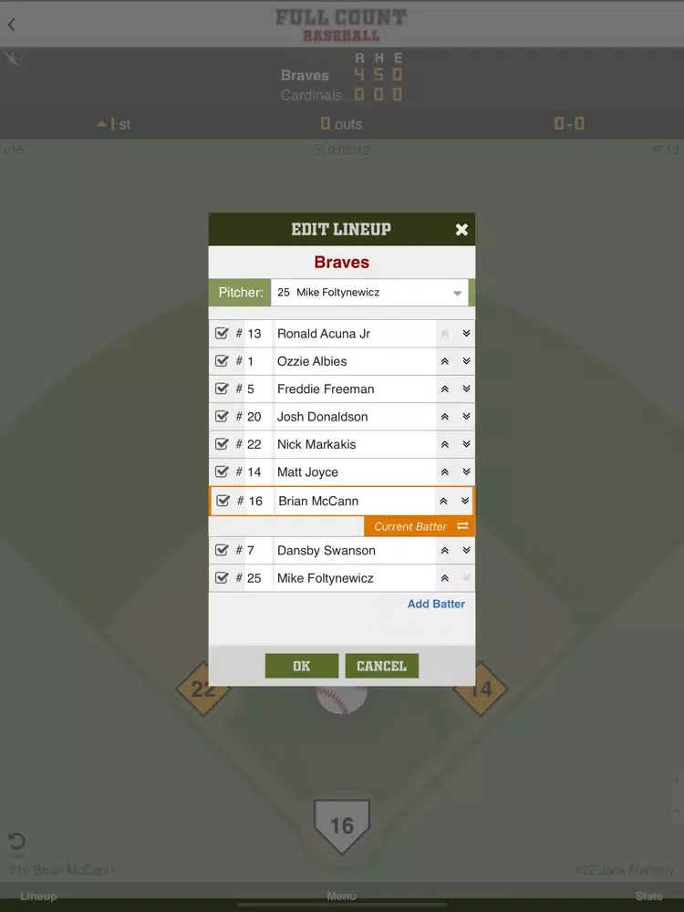 Full Count Baseball Scoring iPad  سکرین شاٹس