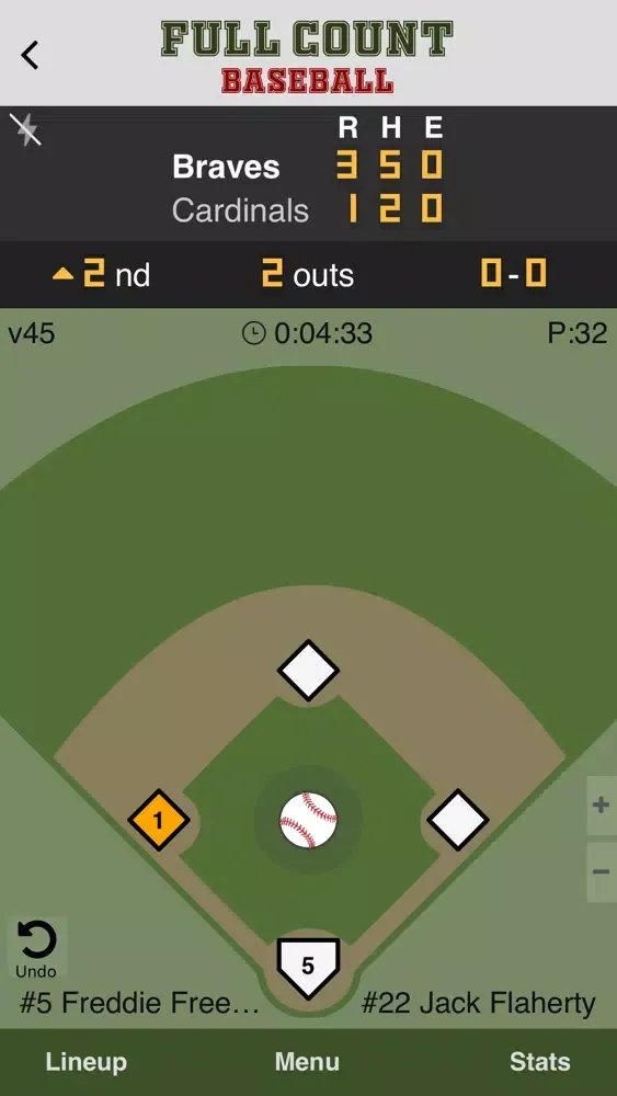 Full Count Baseball Scoring سکرین شاٹس