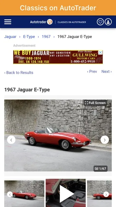 Ảnh chụp màn hình của Classics on Autotrader