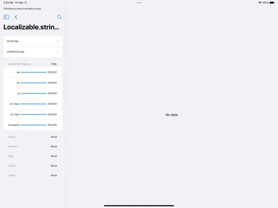 Fella - Project i18n tool iPad 應用截圖
