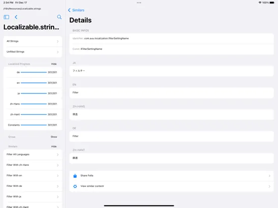 Fella - Project i18n tool iPad 應用截圖
