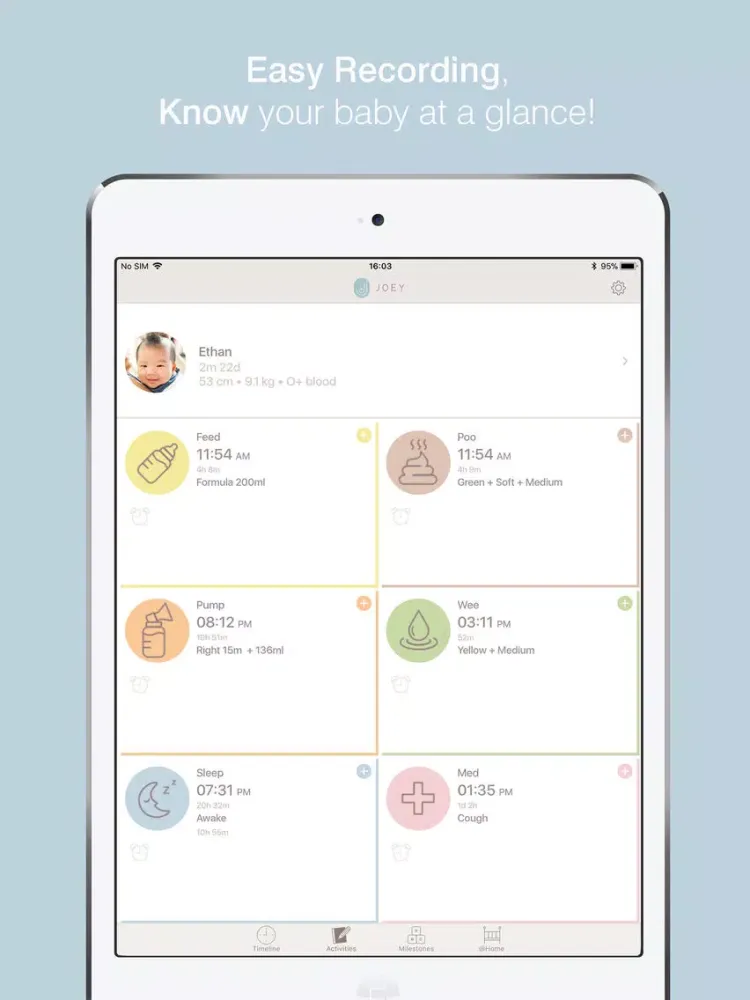 ภาพหน้าจอของ Joey - Smart Baby Journal iPad 