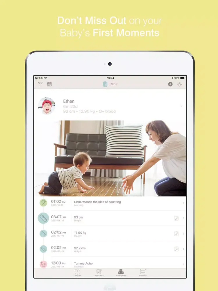 ภาพหน้าจอของ Joey - Smart Baby Journal iPad 