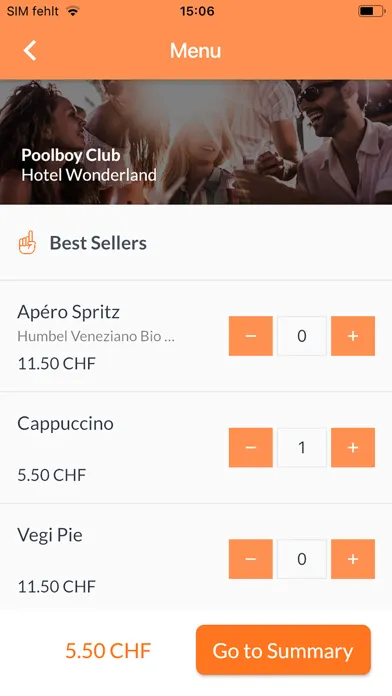 Capturas de tela do Poolboy - Ordering App