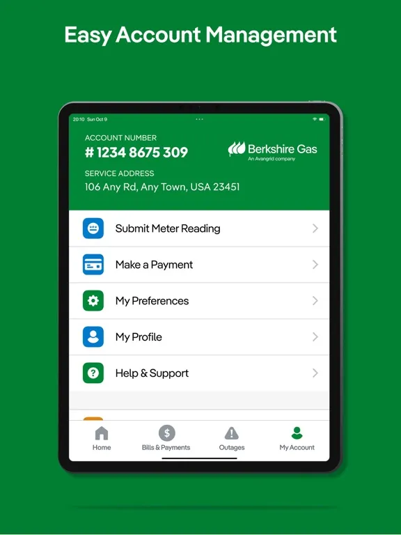 Ảnh chụp màn hình của Berkshire Gas iPad 
