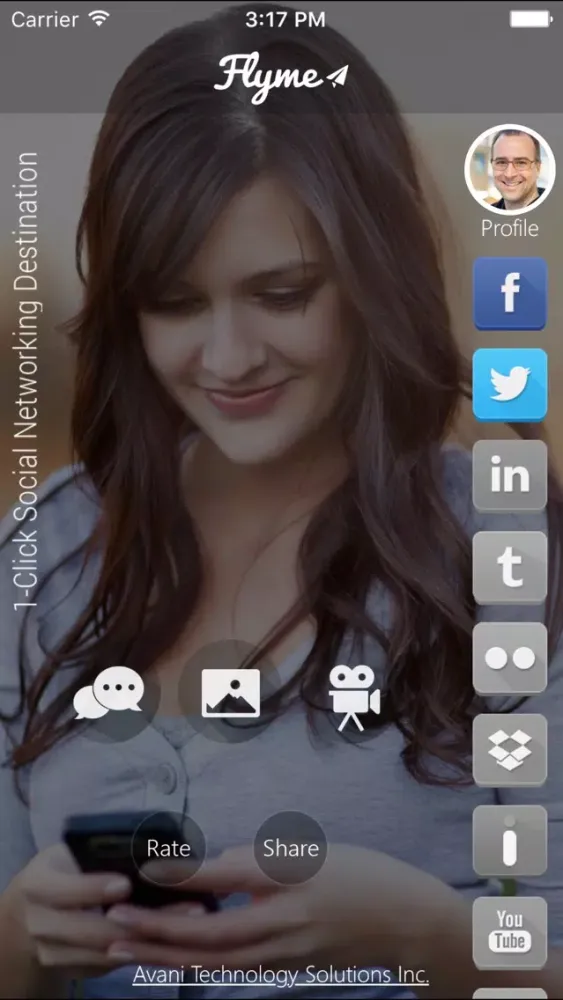 Tangkapan skrin FlyMe 1- Click Social Networking Destination